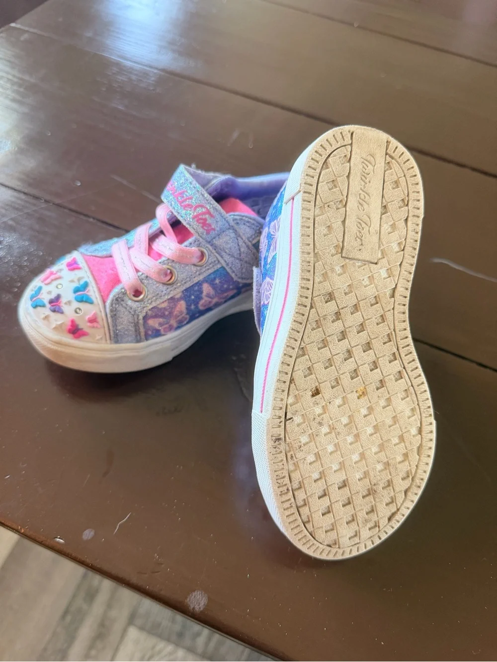 Kids Twinkle Toes Butterfly Sneakers with Pink and Purple Accents